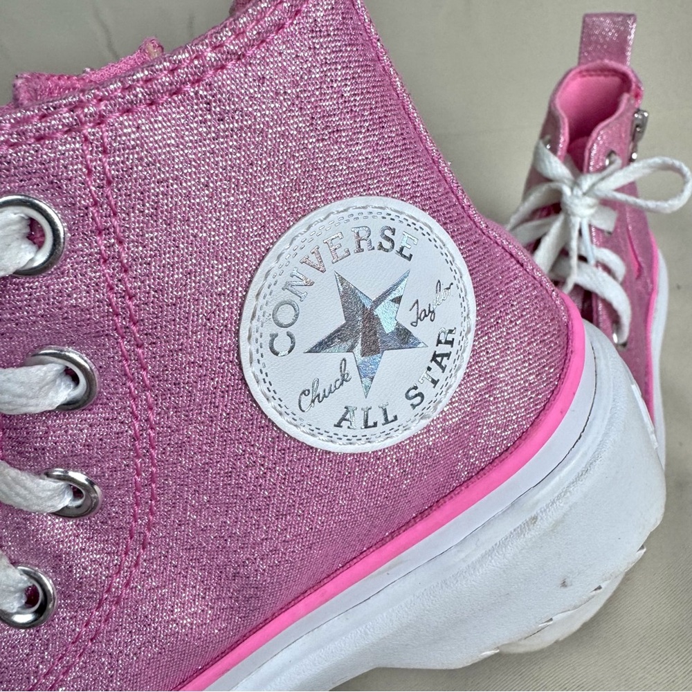 Converse High Topped Sneaker Glitter Pink & White - Picture 6 of 8